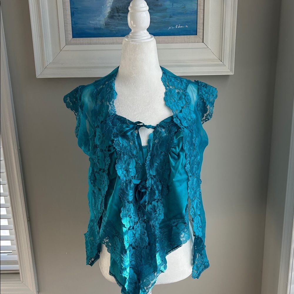 Vintage Alana Gale Intimates Teddy Romper Lace High Cut Nylon Bodysuit Robe Set